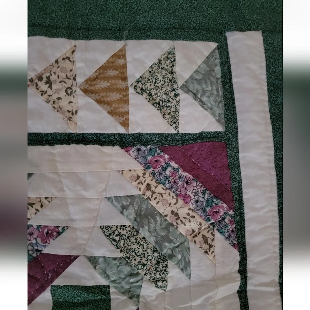 Quilt Patchwork Vintage Quilted Pillow Case Set Of 2 24×30 Green & Purple